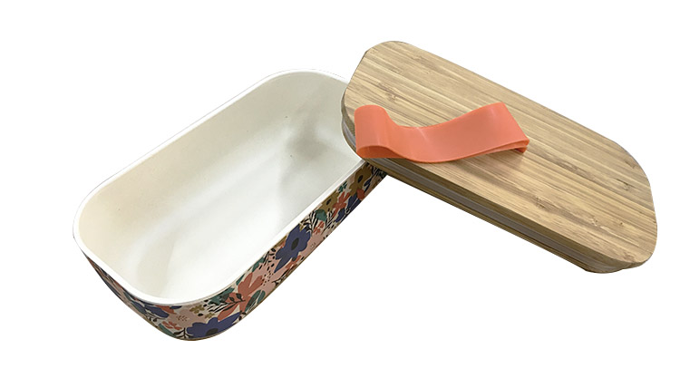 Eco Bamboo Bento Box With Inserted Silicone Strap