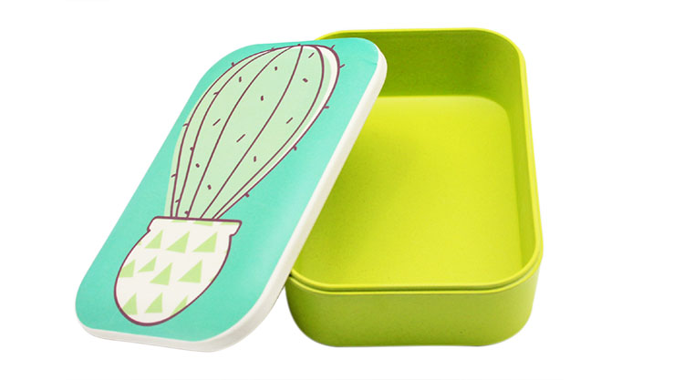 Antibacterial Bento Box - Bamboo Fiber - Silicone - Green - White